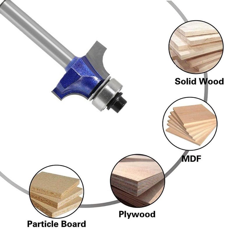 Ozmatip Roundover Router bit Set，Professional 1/4 inch Shank Roundover Edging Router Bit Set，Bearing Guide for Rounding Edge bit (for R 1/8", 1/4", 3/16", 25/64") 4Pcs (Roundover Router bit Set) - Image 4